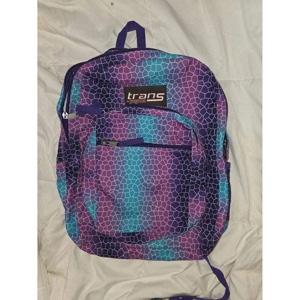 Jansport trans brand rainbow color full size backpack bookbag bag tote purse!
